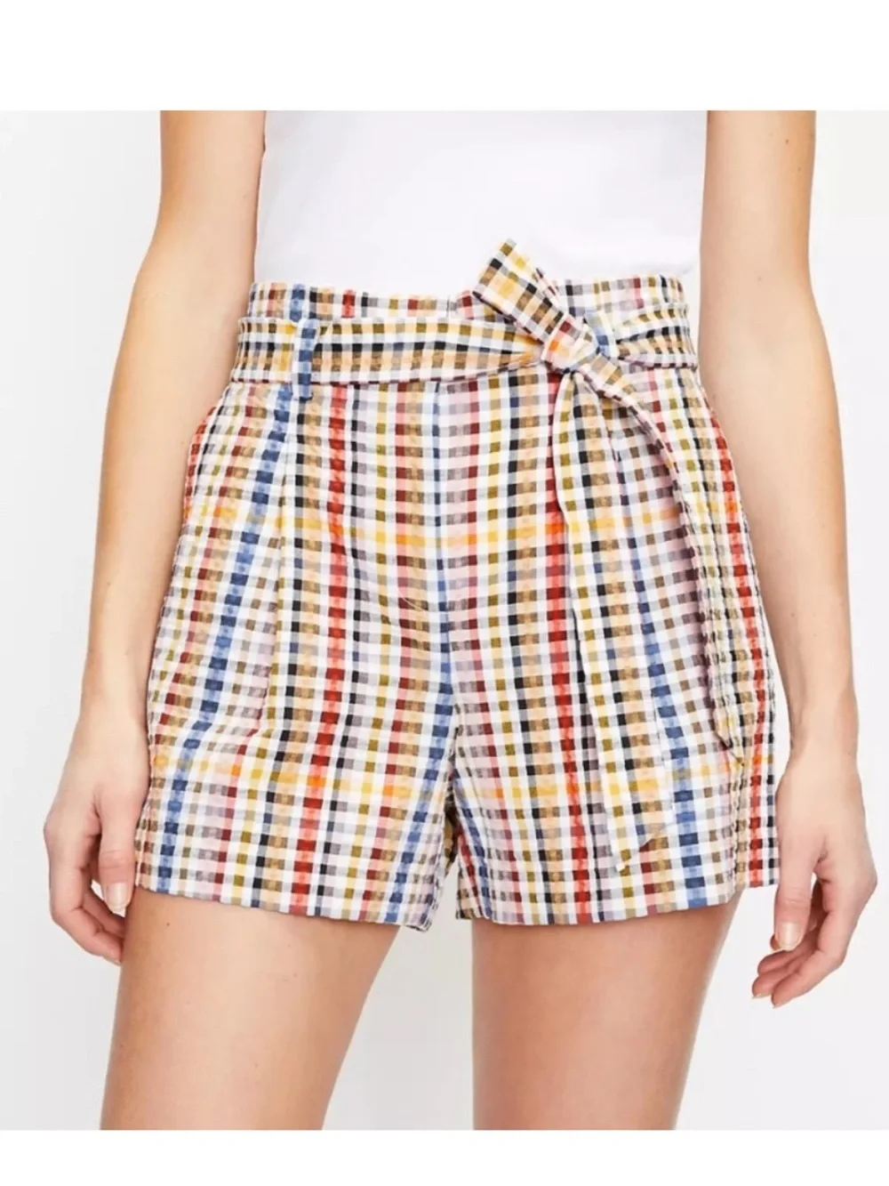 LOFT NWT Paperbag Pull-On Gingham Shorts- Size M